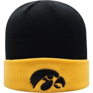 lowa Hawkeyes Top‎ of the World Core Cuffed Knit Hat Black/Gold OS NWT IN PKG